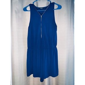 Navy blue romper with gold zipper✨